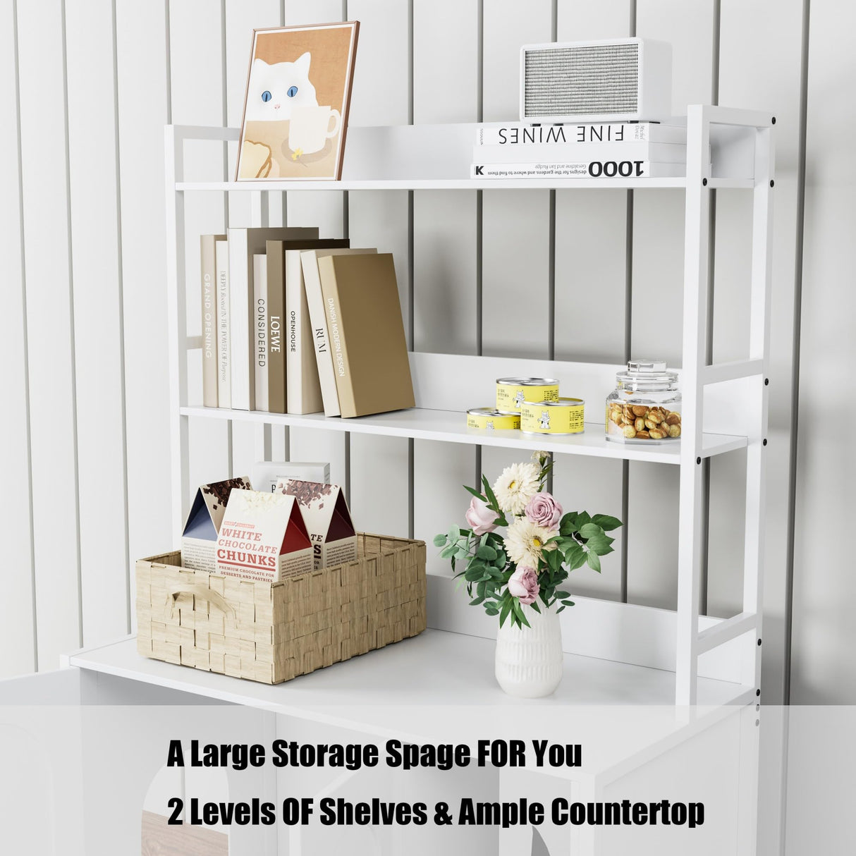 Large Litter Box Enclosure with Shelves and Doors, 52'' Litter Box Bookshelf Cat Box Furniture for Most of Litter Box Hidden Kitty Cat Litter Box Enclosure Cabinet with Scratch Pad Black GarveeLife