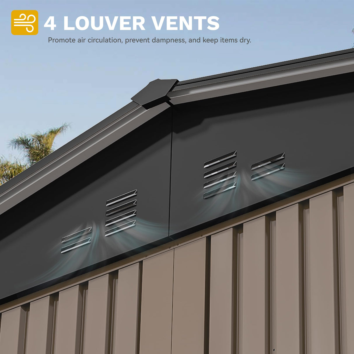 DWVO 10x8FT Outdoor Storage Shed, Spacious Metal Tool Shed with Lockable Doors & Ventilation for Patio, Lawn, and Backyard, Ideal for Storing Garden Equipment, Lawnmowers, and Bicycles, Brown DWVO