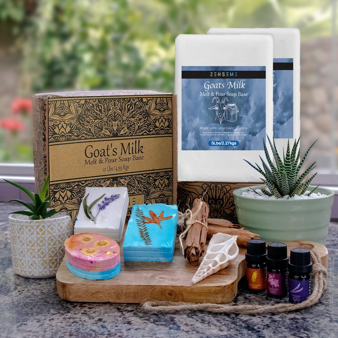 10 LBS Goats Milk Soap Base | Melt and Pour Supplies Kit for Soap Making - SLS/SLES & PEG free | Gentle & Natural Organic Vegetable Ingredients | Make Your Own Bulk For Adult Soapmaker - Easy to Cut ZenseMe