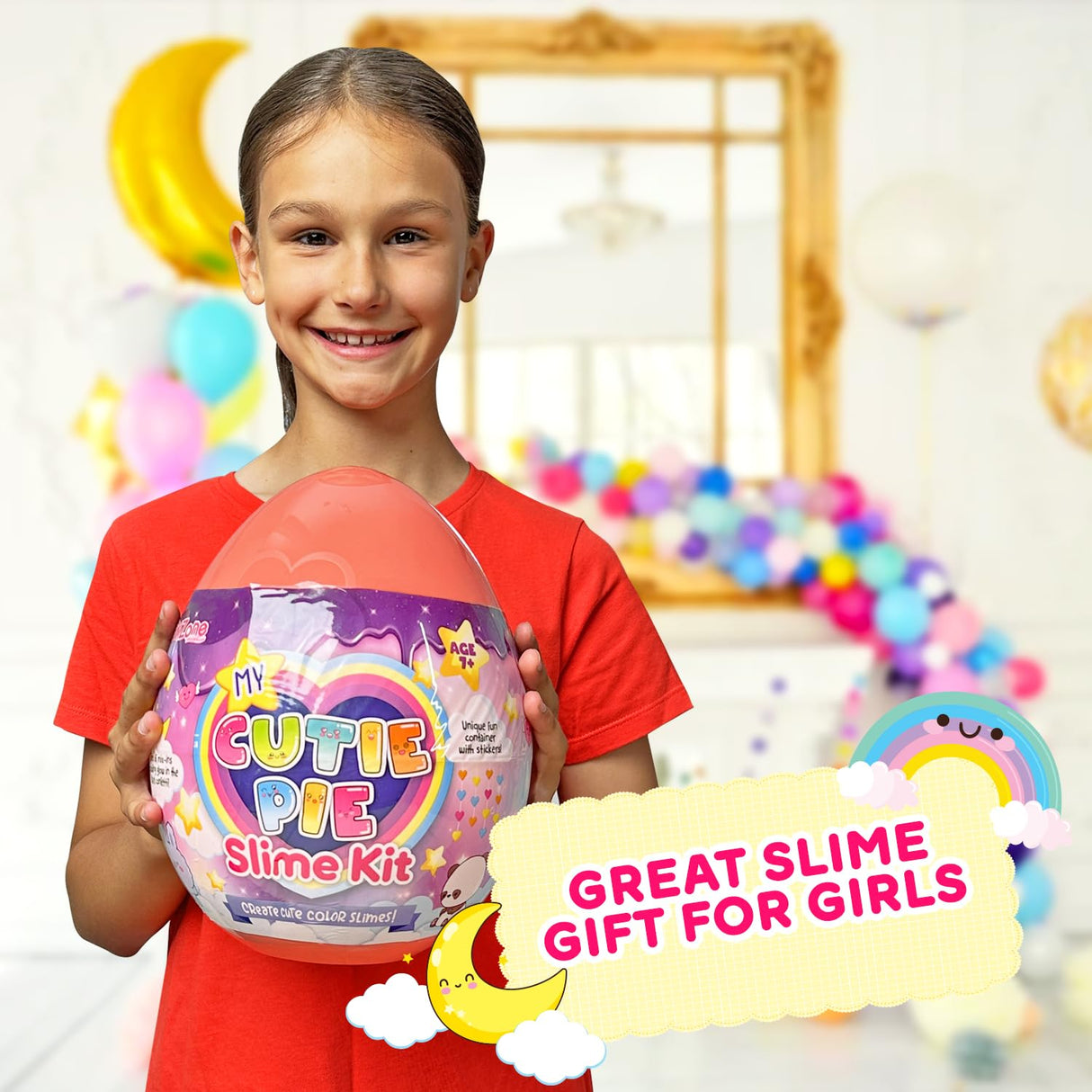 GirlZone My Cutie Pie Slime Kit, Fun Slime Making Kit for Girls to Make Butter Slime and Slime for Girls Keychains, Sensory Slime Kits for Girls GirlZone