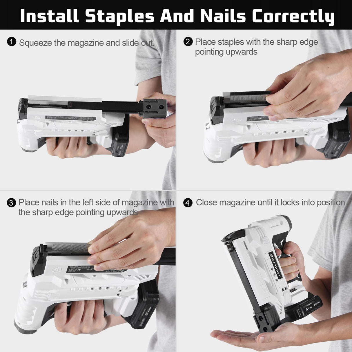 BIELMEIER 20V Nail Gun Battery Powered 18 Gauge, 2-in-1 Cordless Brad Nailer Stapler for Carpentry and Upholstery, 2.0Ah Electric Staple Gun Include Battery, Charger, 1600Pcs Staples and Nails BIELMEIER