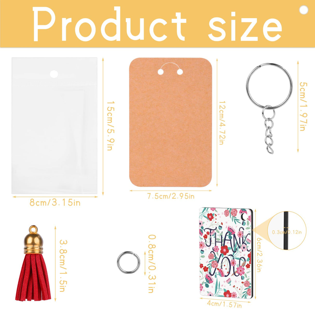 JNENERY Sublimation Keychain Blanks Bulk, 180PCS Rectangle Sublimation Blanks, MDF Keychain Blank Double Sided with Key Rings and Tassels for DIY Crafting JNENERY