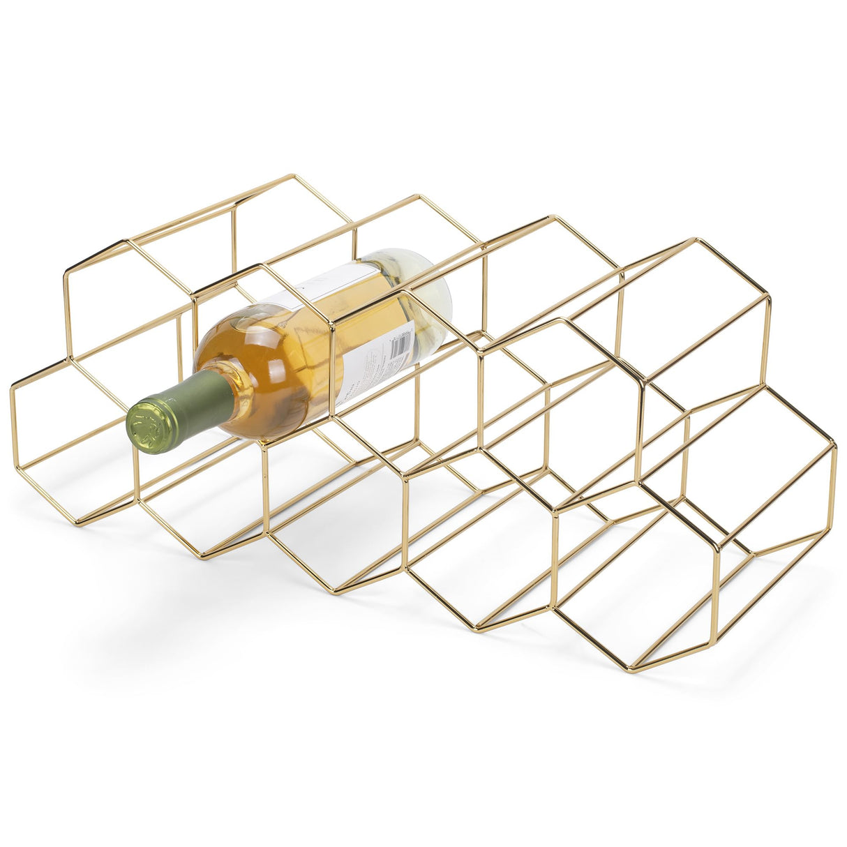 NAT & Jules Honeycomb Gold Tone Iron Metal Tabletop Wine Rack, Large - Perfect for Kitchen Countertop, Pantry or Cabinets Display or Storage - Holds 12 Bottles, Gold Tone NAT AND JULES