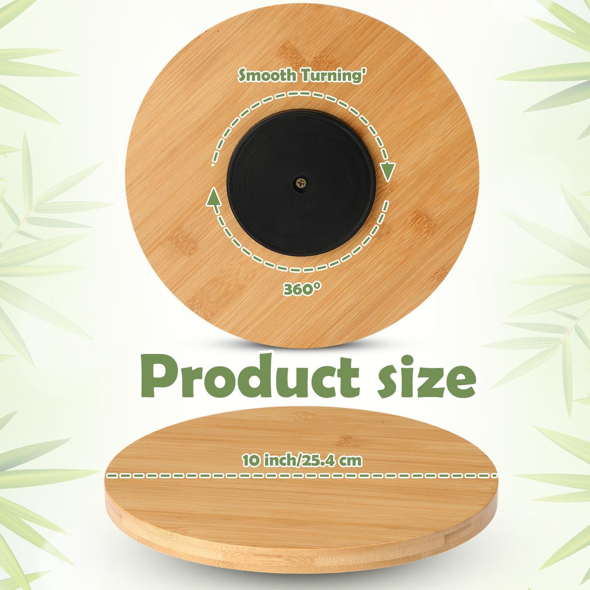 Tanlade 4 Pcs Bamboo Wooden Lazy Susan Organizer Lazy Susan Turntable for Cabinet Non Skid Kitchen Tray Revolving Condiment Spice Rack for Counter Wedding Table Organization Storage Supplies(10 Inch) Tanlade