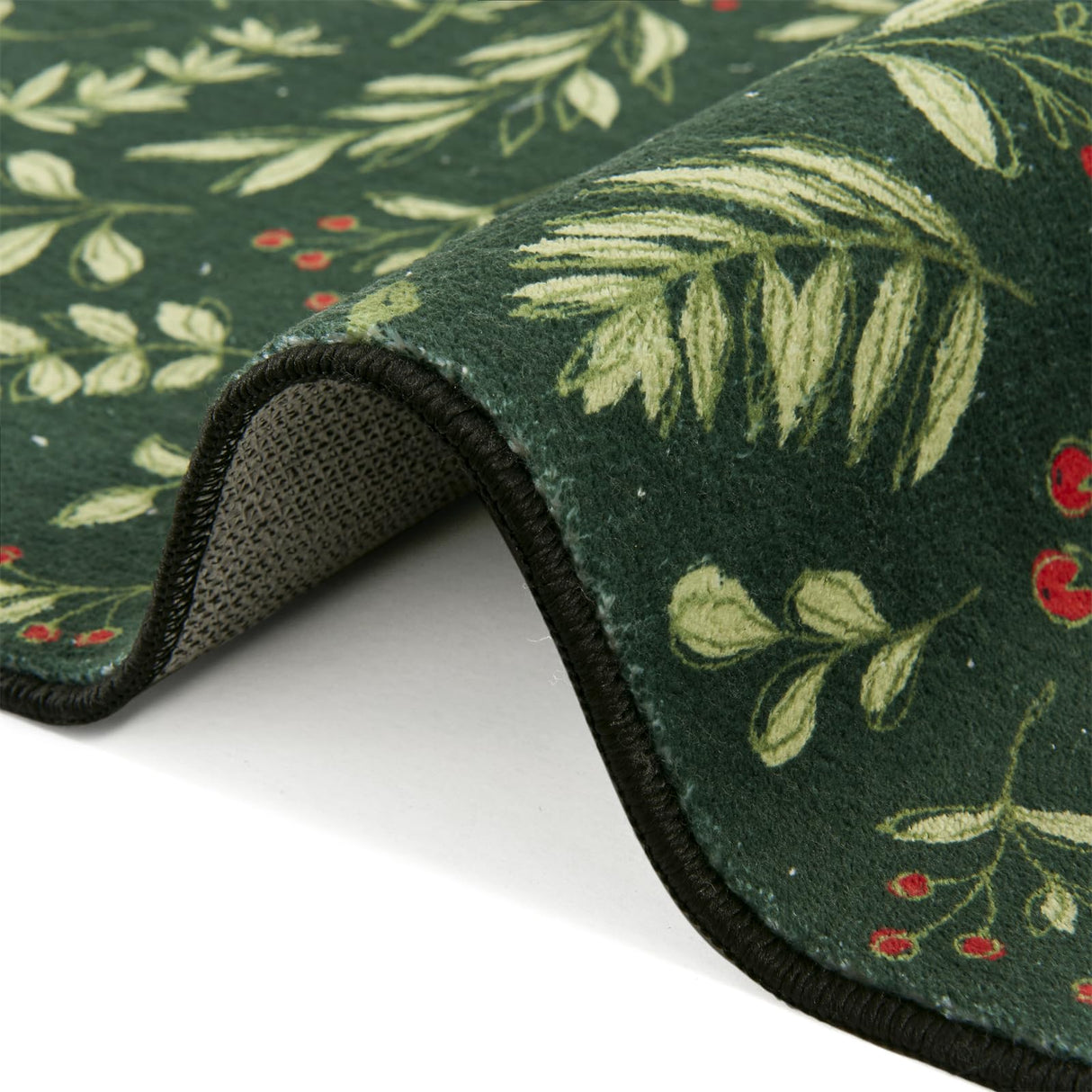 Washable Vintage Floral Christmas 4x6 Area Rugs Non Slip - Low Pile Soft Xmas Tree Red Berries Holly Branches Festive Winter Christmas Area Rug Accent Carpet for Kitchen Bedroom Living Room Entryway RoomTalks