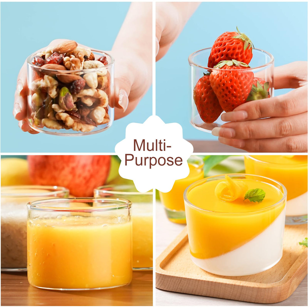 Baalaka Ramekins Oven Safe, Creme Brulee ramekins set of 6, Small Glass Bowls 4oz, Dipping Sauce Cups, Clear Salad Dressing Container and Dessert Bowls for Custard Baalaka