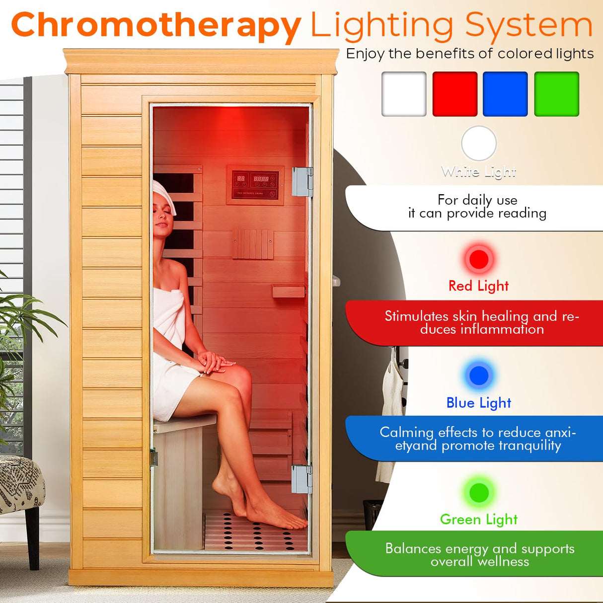 ReeQuo Far Infrared Sauna, Canadian Hemlock Wood Sauna Spa Room for Indoor,850W 110V Low EMF Saunas with Control Panel and Integrated Speakers, Mini Home Sauna Room for One Person (Wood) ReeQuo