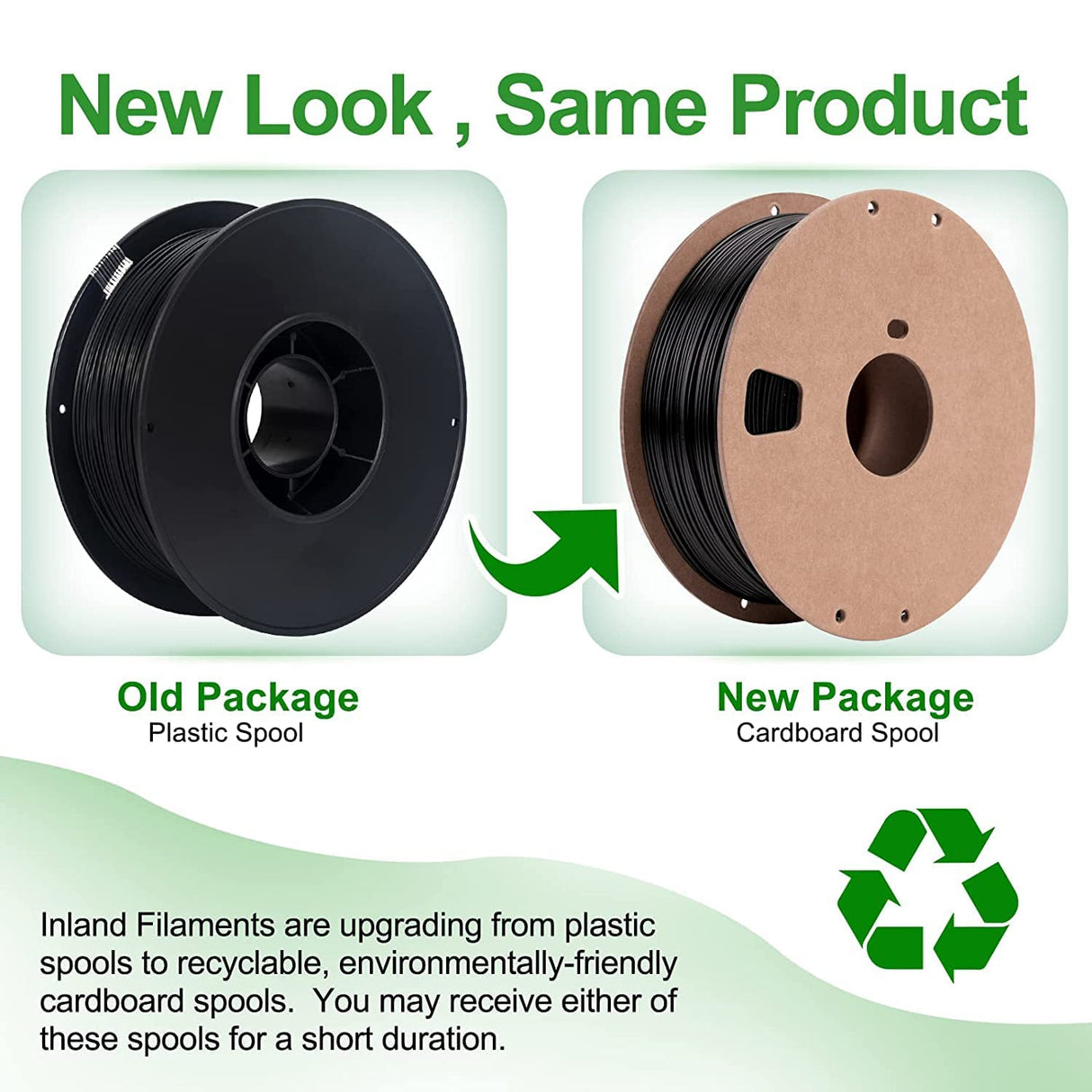 INLAND ABS Filament 1.75mm, ABS 3D Printing Filament, Dimensional Accuracy +/- 0.03 mm - 1kg Cardboard Spool (2.2 lbs) - Heat Resistant Black ABS Filament INLAND