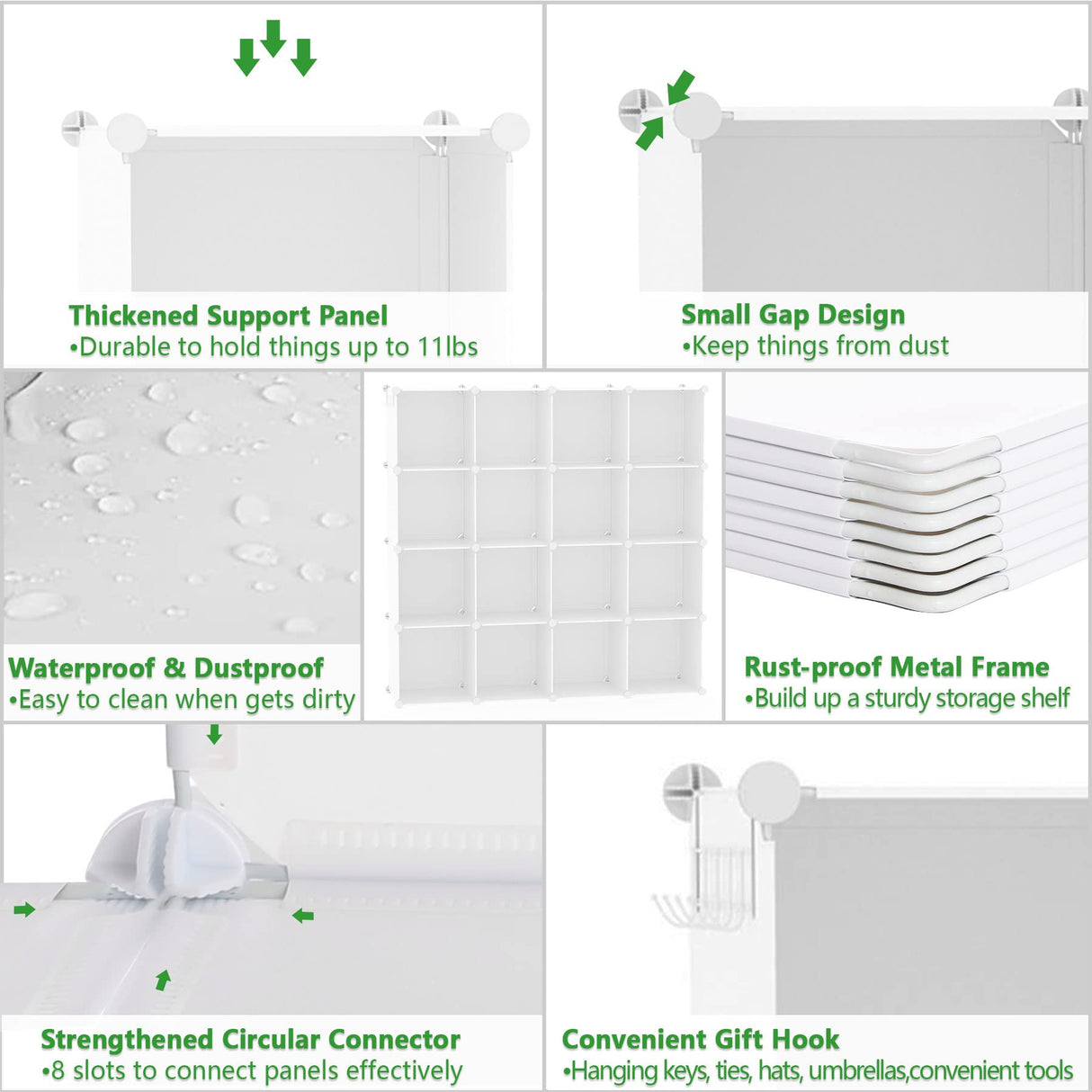 C&AHOME Cube Storage Organizer, 16-Cube Shelves Units, Plastic Storage Cubes, DIY Closet Organizer, Modular Closet Storage Shelves Ideal for Home, Bedroom, 48.4" L × 12.4" W × 48.4" H Milky UPCS16M C&AHOME