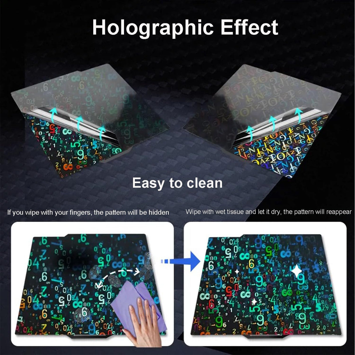 HzdaDeve Double Sided Build Plate 257.5x257.5MM Spring Steel Flexible Platform Print Bed Light Beam H1H Phantom Heated Board for Bambu Lab X1/X1C/X1E/P1P/P1S/A1 3D Printer (Alphabet+Number) HzdaDeve