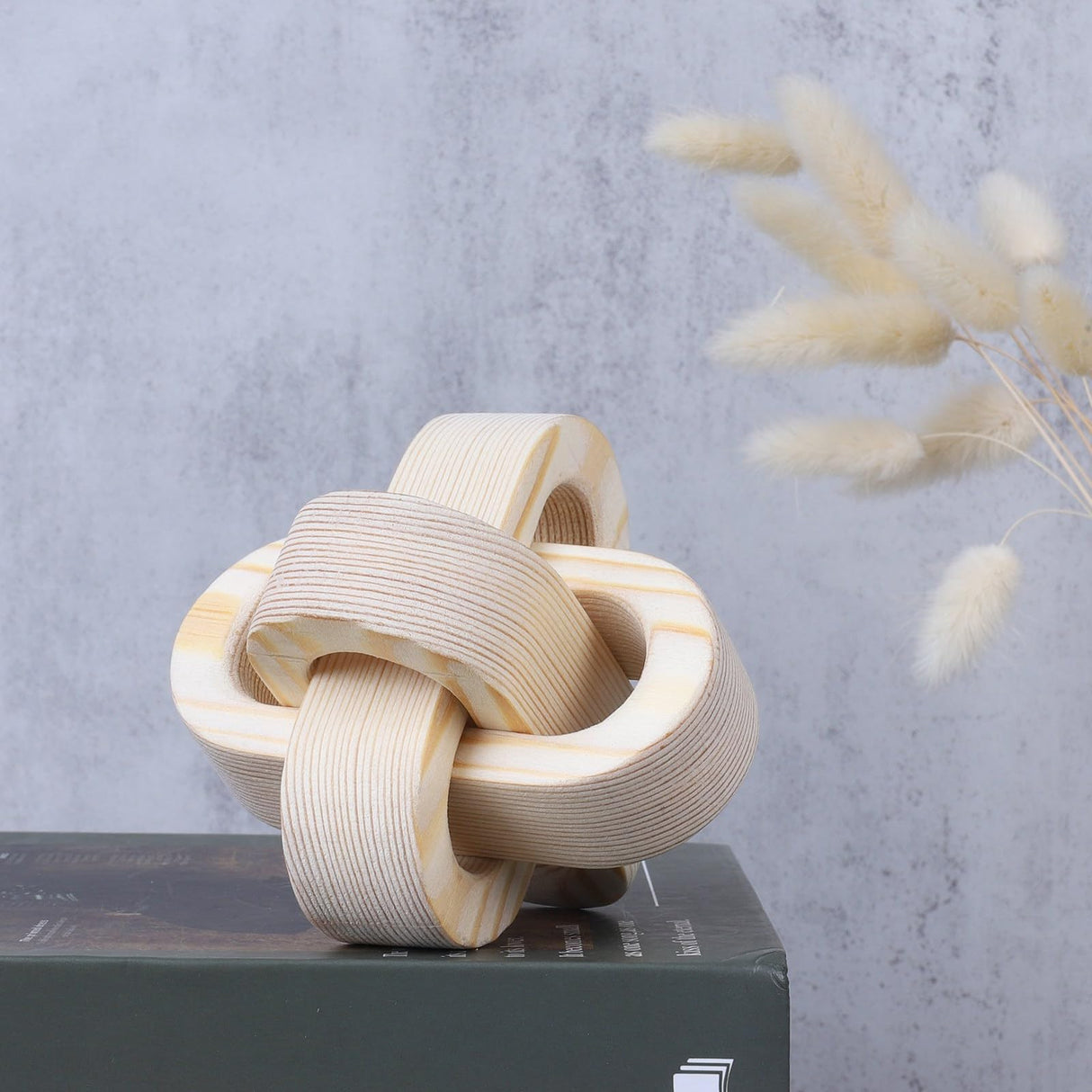 Ochine Wood Knot Chain Link Decor, Wood Knot Decor 3 Link Boho Wooden Hand Carved Decorative Wooden Links Knots Wood Chain Link Decor for Coffee Table Entryway Modern Farmhouse Shelf Decoration Ochine