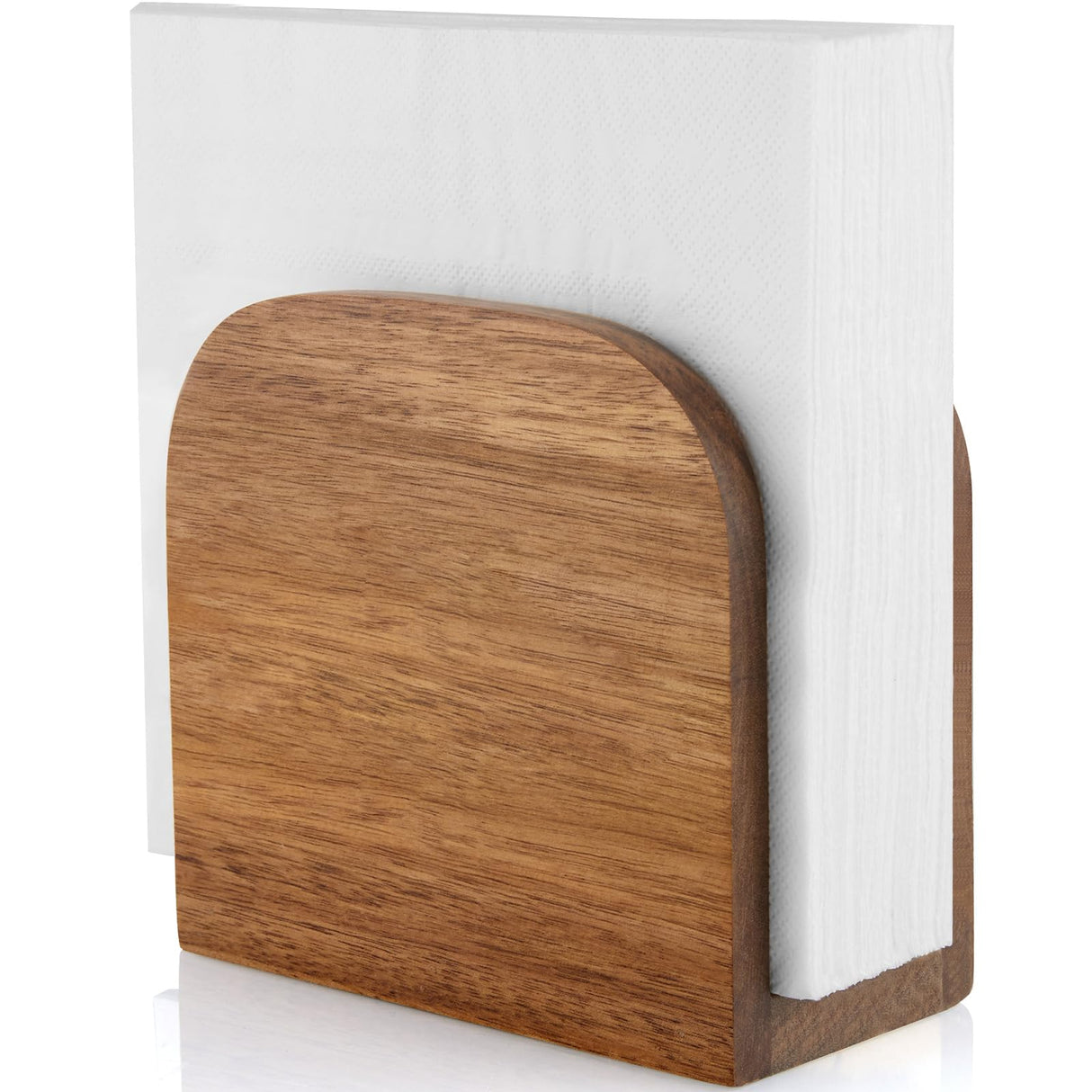 Acacia Wood Napkin Holder for Table, Wooden Upright Napkin Holders for Kitchen, Standing Napkin Dispenser for Kitchen Dining Room Party Cocktail Outdoor Use, Rustic Kitchen Table Decor ALELION