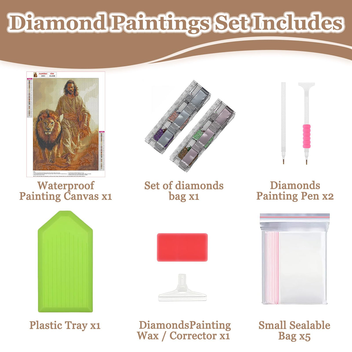 MAXBYE Jesus Diamond Art Kits for Adults, Lion Diamond Painting Full Drill Round Gem Art, 5D DIY Religion Christ Diamonds Painting Suitable Home Wall Decor Gift 12x16inch MAXBYE