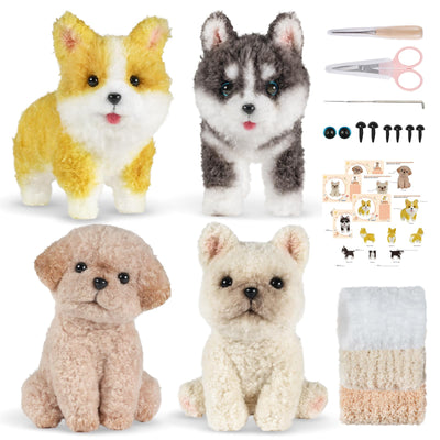 Pipe Cleaners Craft kit, A Pipe Cleaner kit Suitable for Beginners. It Includes a Kits for Making The Shapes of 4 Dogs and Comes with Simple and Easy-to-Understand Video tutorials.