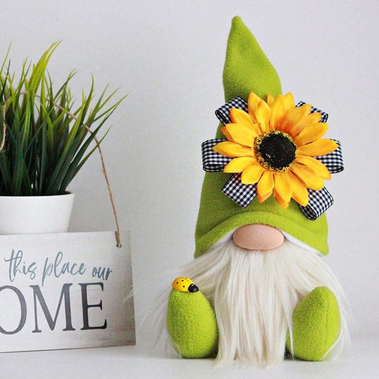 GDYYEZI Sunflower Garden Gnome, Sunflower Spring Gnome Mantel Display,Handmade Gnome Faceless Plush Doll, Farmhouse Tiered Tray Rustic Sca GDYYEZI