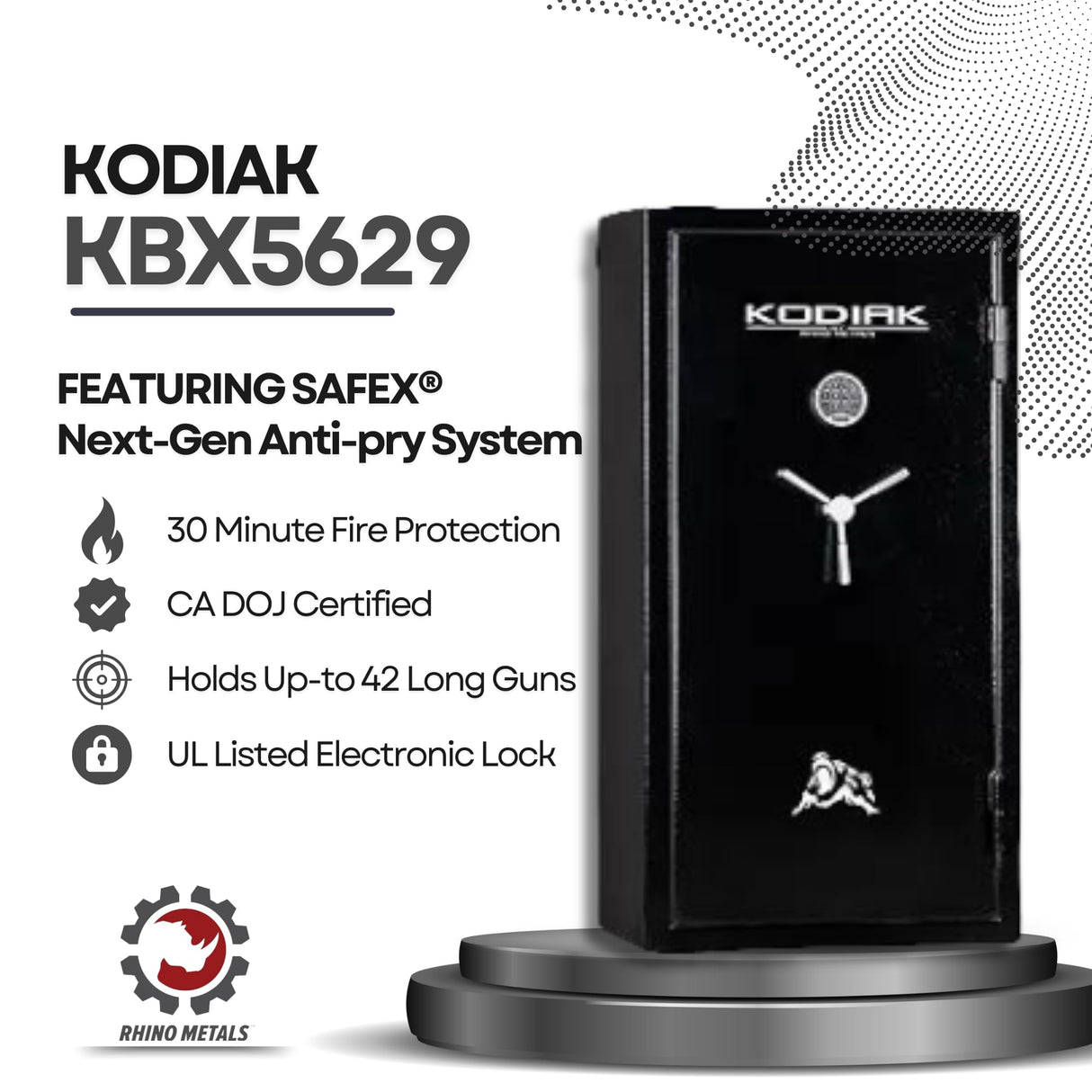 Kodiak Gun Safe for Rifles & Pistols, KBX5629 by Rhino Metals with New SafeX Security System, Safely Stores 42 Long Guns & 9 Handguns, Door Organizer for Handguns & Ammo, 390lbs Kodiak