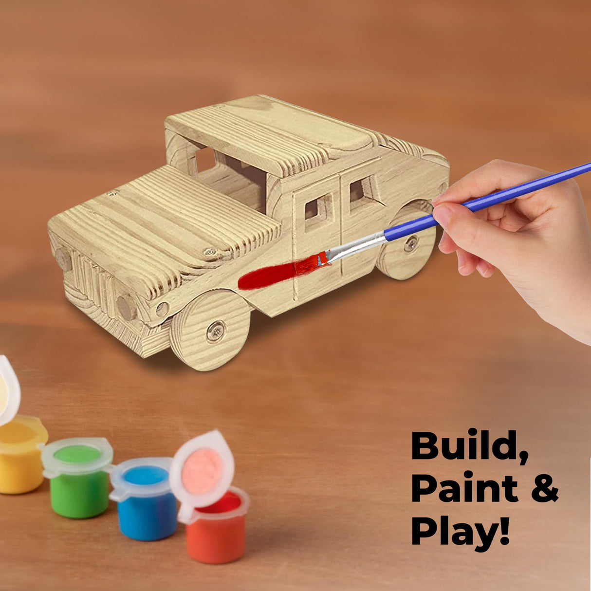 Kraftic Woodworking Building Kit for Kids and Adults, 3 Educational DIY Carpentry Construction Wood Model Kit STEM Toy Projects for Boys and Girls - Wooden Military Vehicle, Excavator and Bird-Feeder Kraftic