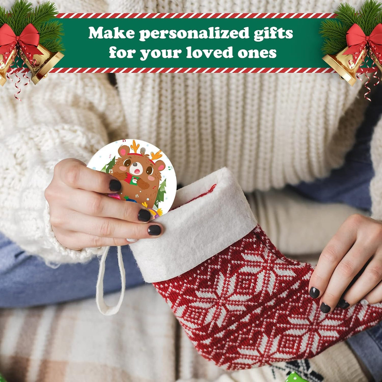 Ceramic Sublimation Ornaments Blank Christmas Personalized Ornament 20 PCS 3.5 Inch Round White Bulk DIY Chritsmas Tree Decoration WANZELONYO