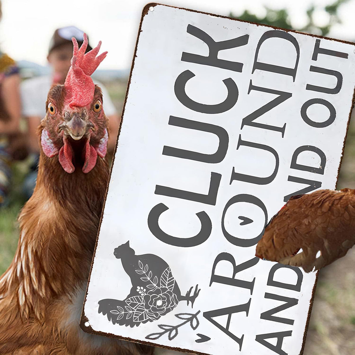 Smilelife Funny Chicken Gifts Chicken Cluck Around and Find Out Tin Sign for Home Farm Chicken Coop Farmhouse Kitchen Garden Decor 8 X 12 Inch (3021) Smilelife