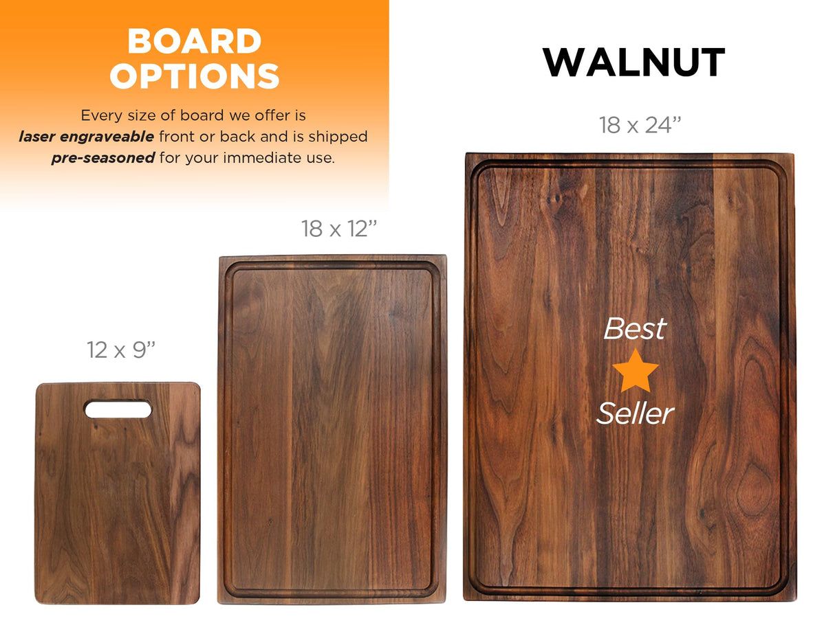 Refine Kitchenware Extra Large Walnut Personalized Cutting Board | Monogrammed Walnut Cutting Board, Christmas Gift, Anniversary Gift, 100% Made In WoodArtSupply