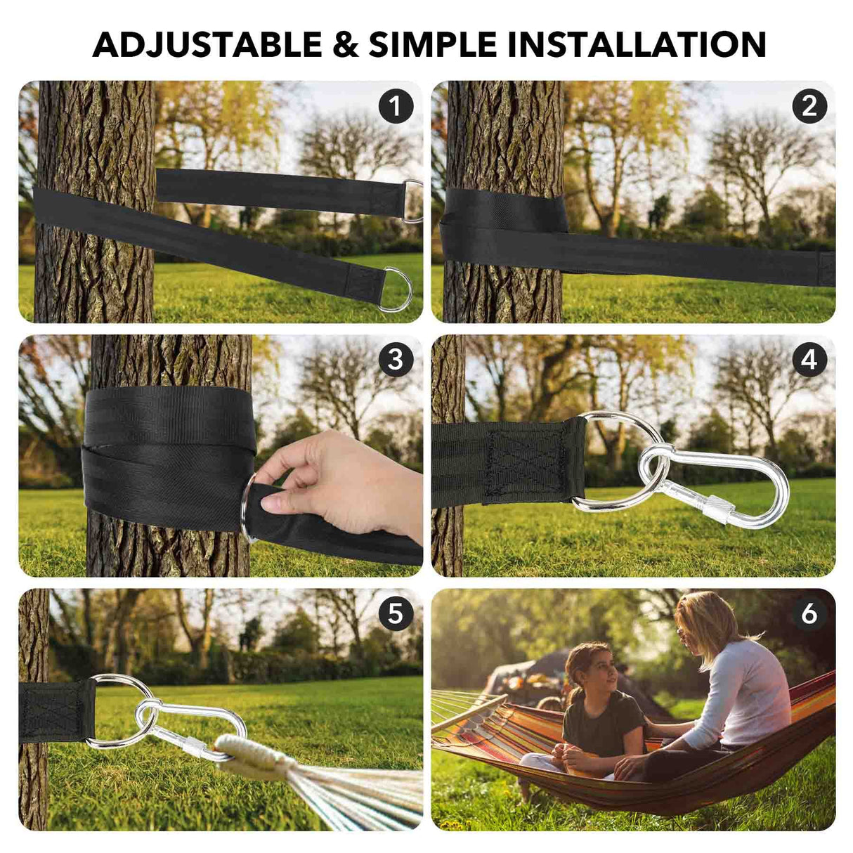 Frocopo Extra Long Tree Swing Kit, 5FT Premium Nylon Straps Hold 2200LBS, Safety Lock Carabiners, Hammock Hanging Strap Quick & Easy Installation Frocopo