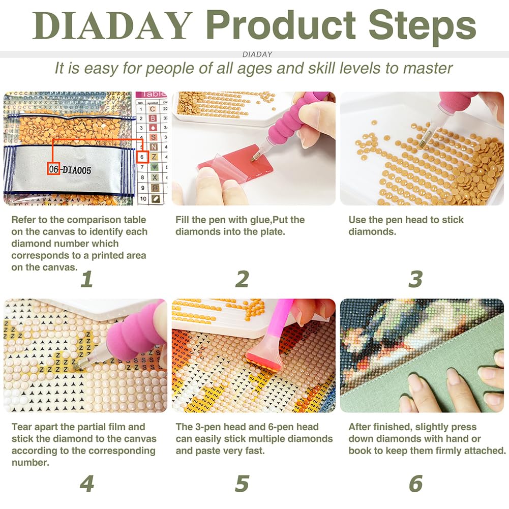 DIADAY Giraffe Diamond Art Kits for Adults, 5D Full Drill Diamond Painting Kits for Beginners, DIY Round Gem Art Crafts for Home Wall Decor Gift, 12 x 16 Inches DIADAY