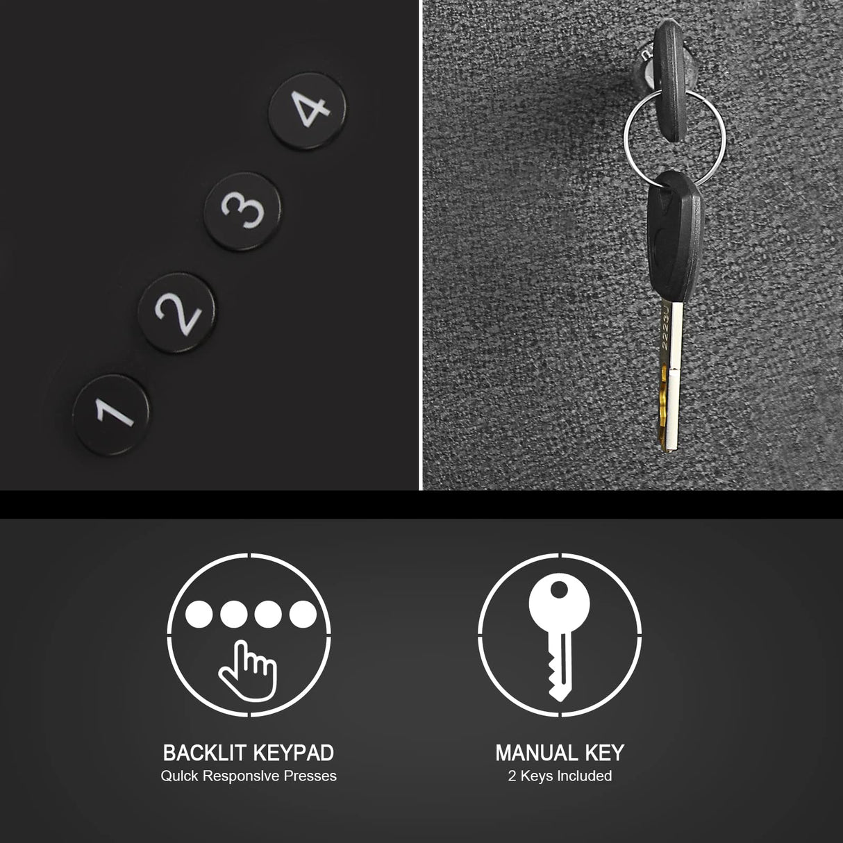 Digital Slider Handgun Gun Safe for Nightstand, Desk, Bed Side, Wall, Truck - Auto Sliding Door Hand Gun Safe for Pistol LANGGER V