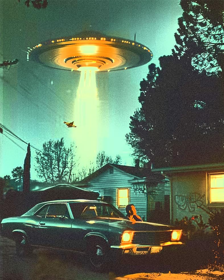 UFO Paint by Number for Adults Beginners an Extraterrestrial Visitor DIY Painting by Number on Canvas with Brushes Acrylic Paints Magical Decor Paintwork for Gift Home Decor 16x20 Inch(Without Frame) MSTINGSHUN