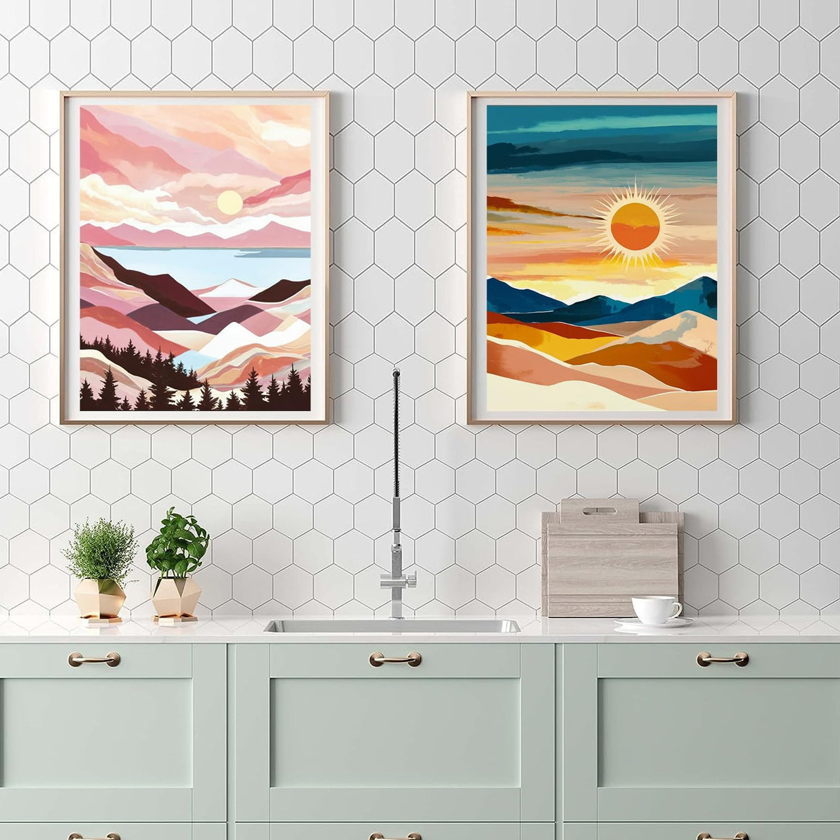 Ninonly 4 Pack Paint by Number for Adults Framed Canvas, Sunset Arts for Adults Beginner with Wooden Easel, Paint Brushes, Acrylic Paint Set for Home Wall Decor, 9 * 12 Inch Ninonly