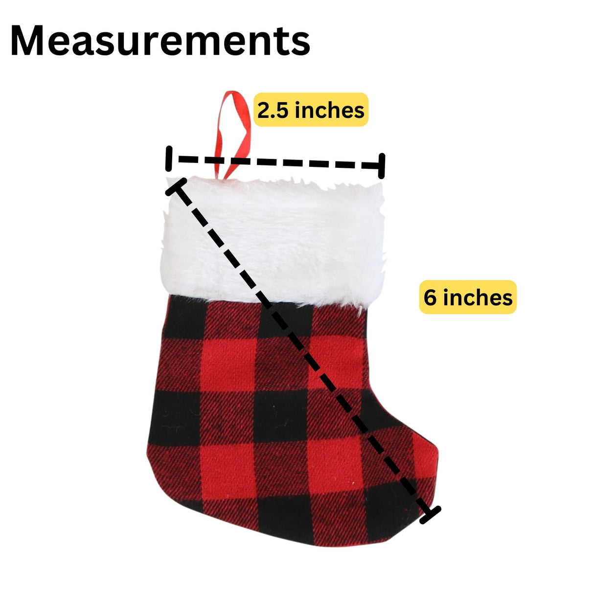 Iconikal 24-Pack Mini Christmas Stockings, 6-Inch, Red Buffalo Plaid Decoration Ornament Iconikal