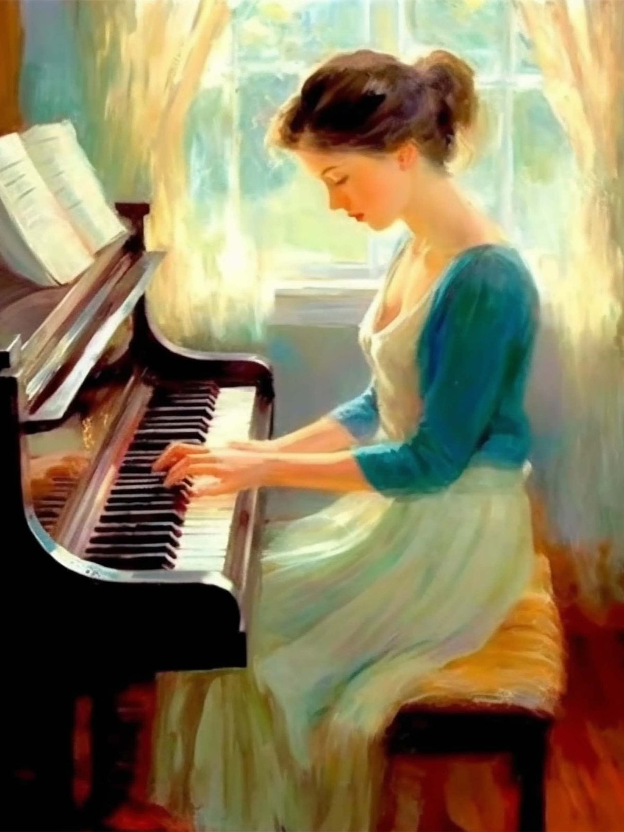 SKRYUIE 5D Piano Diamond Painting Kits - DIY Diamond Art Kits for Adults Woman, Full Round Drill - Crystal Cross Stitch - Adults Craft for Wall & Office Decor - 30x40cm SKRYUIE