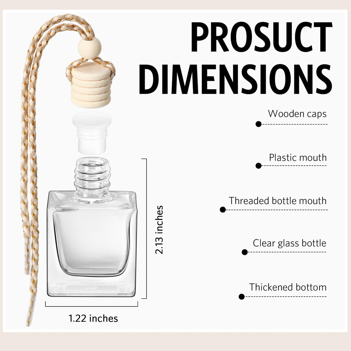 BBTO 100 Pcs Car Air Fresheners Diffuser with Wooden Cap Empty Aromatherapy Diffuser Clear Car Fragrance Holder Pendant Hanging Perfume Fresheners Bottles for Car Decor (Clear,Cube) BBTO