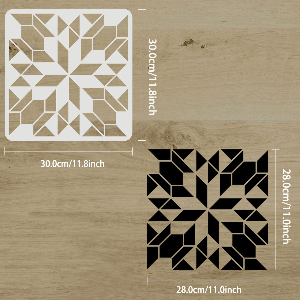 FINGERINSPIRE Barn Quilt Stencil 11.8x11.8inch Reusable Kaleidoscope Quilt Block Diamond Pattern Stencil for Painting on Patio, Floor Tile, Wall, Fabric, Home Decoration FINGERINSPIRE