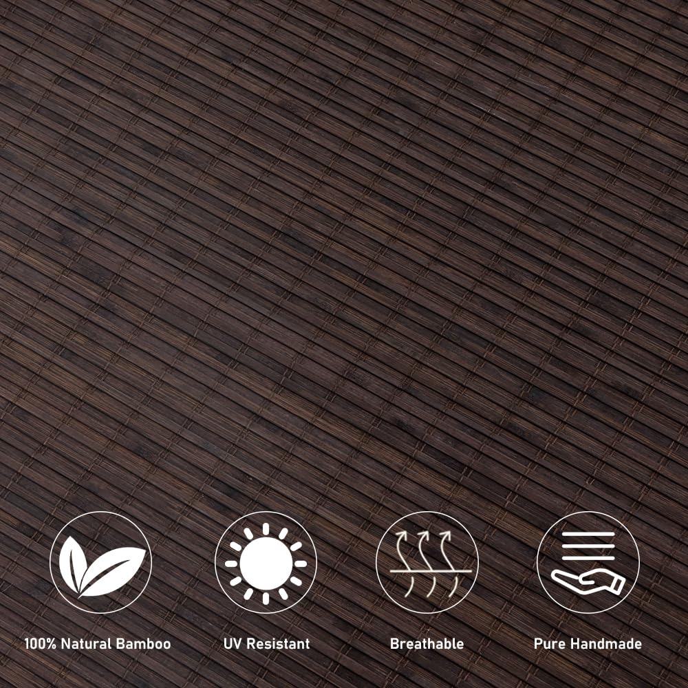 SEEYE Cordless Bamboo Roman Shades, Blackout Natural Bamboo Blinds for Indoor Windows, Roll Up Blind Privacy Shade for Home, Office, Door, UV Resistant & Easy to Install, 34" W x 64" H, Brown SEEYE