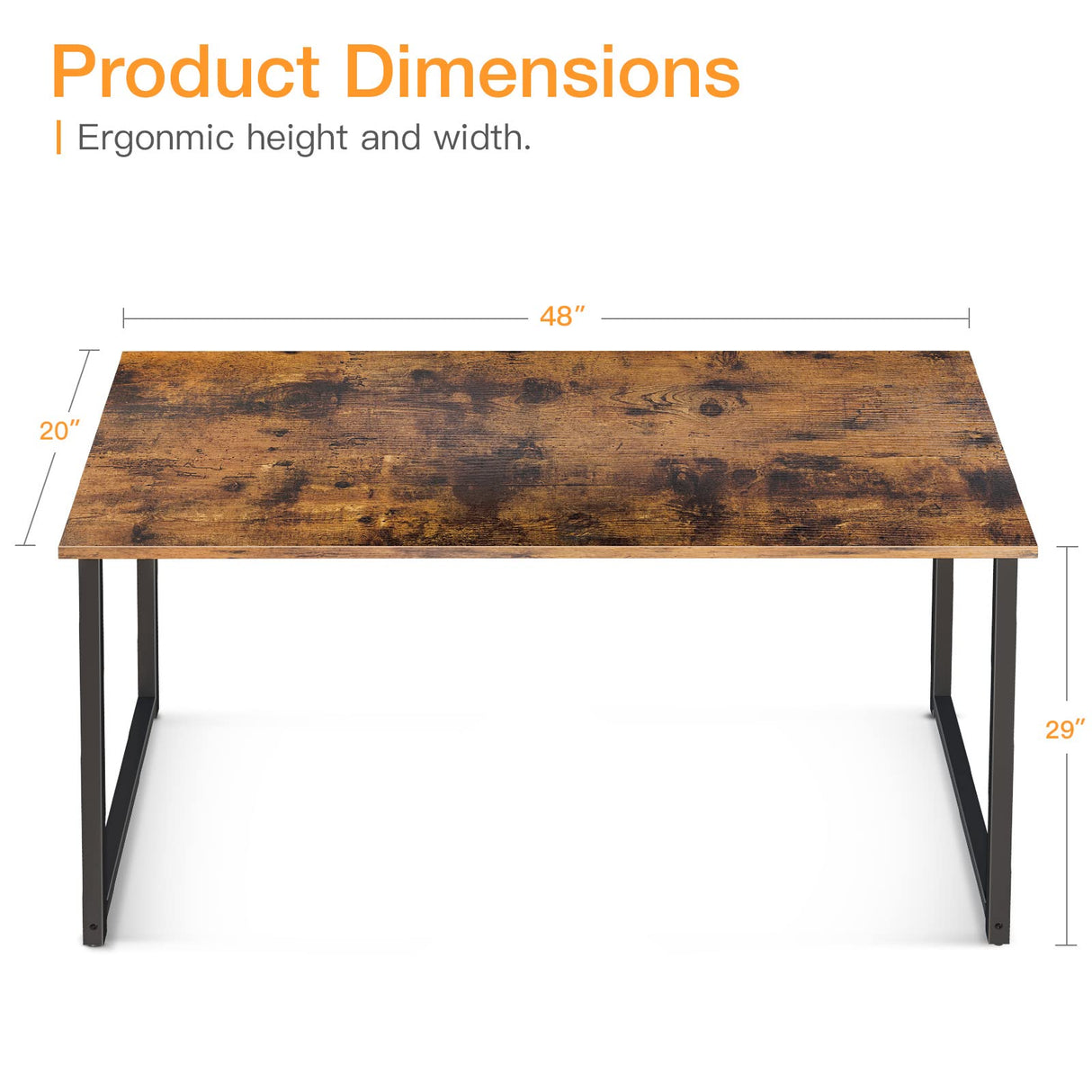 Coleshome 48 Inch Computer Desk, Modern Simple Style Desk for Home Office, Study Student Writing Desk, Vintage Coleshome