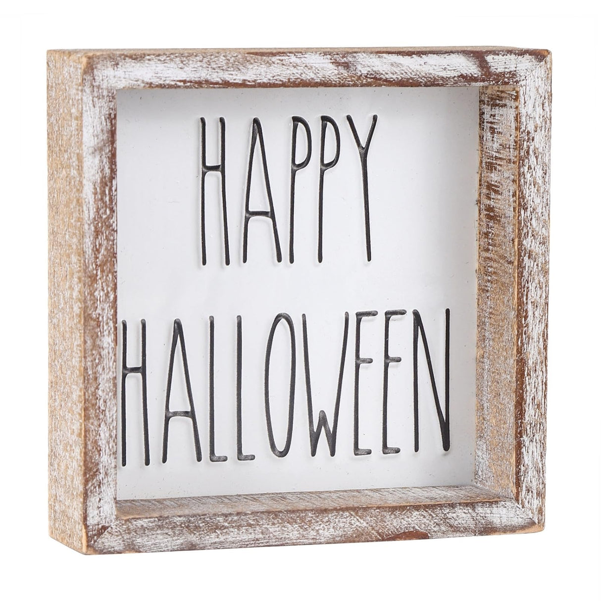 FESTWIND Halloween Home Decor, Happy Halloween Block Sign for Shelf, Mantel, Table, Halloween Decorations Indoor, Embossed Metal With Wood Frame FESTWIND
