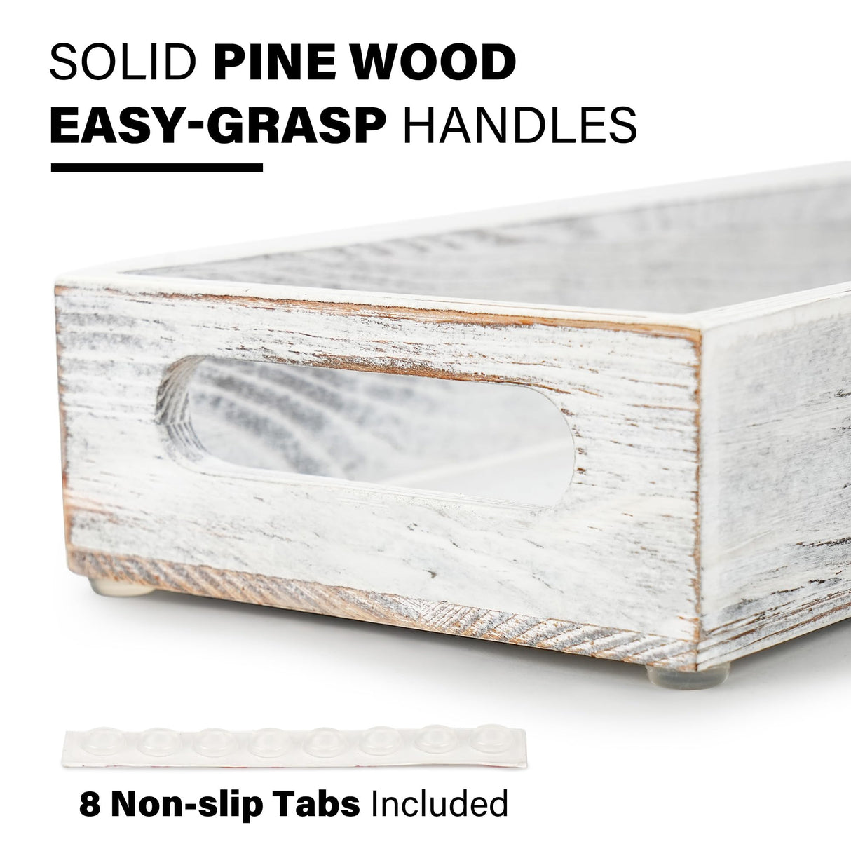 LotFancy Wooden Decorative Tray, Set of 2, Long Rustic Centerpiece Tray for Dining Room, Coffee Table Décor, Rectangle Farmhouse Tray LotFancy