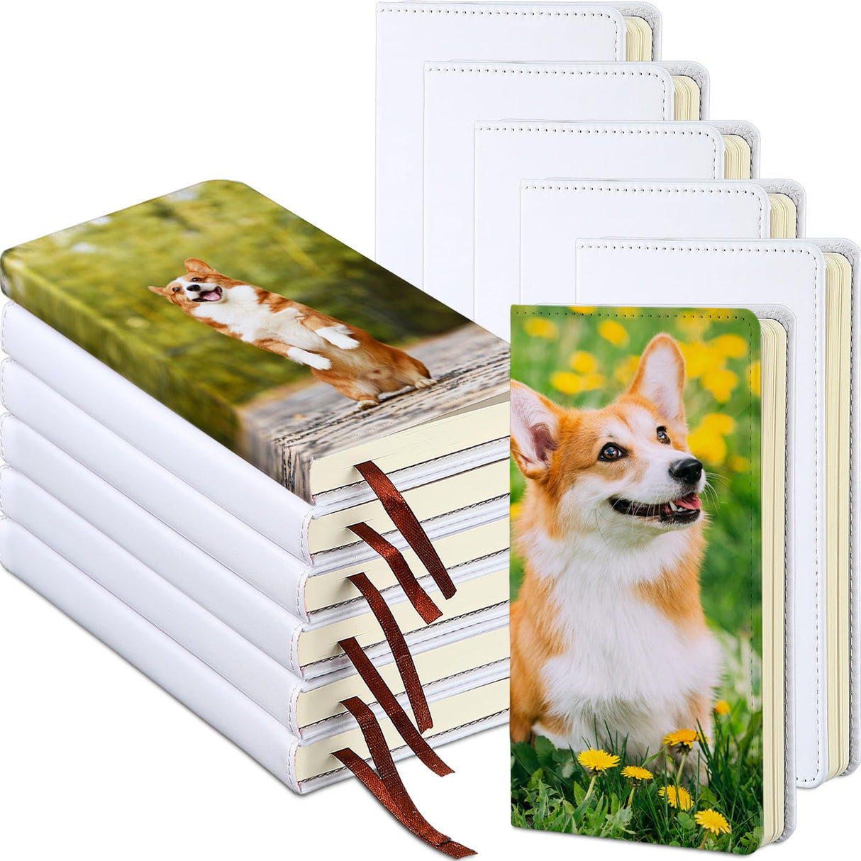 Jetec Sublimation Journal Blank Notebooks Faux Leather Journal Notebooks Small Notebook Notepad A6 Cute Hardcover Blank Notebook for School Office Supplies 200 Pages (12 Packs) Jetec