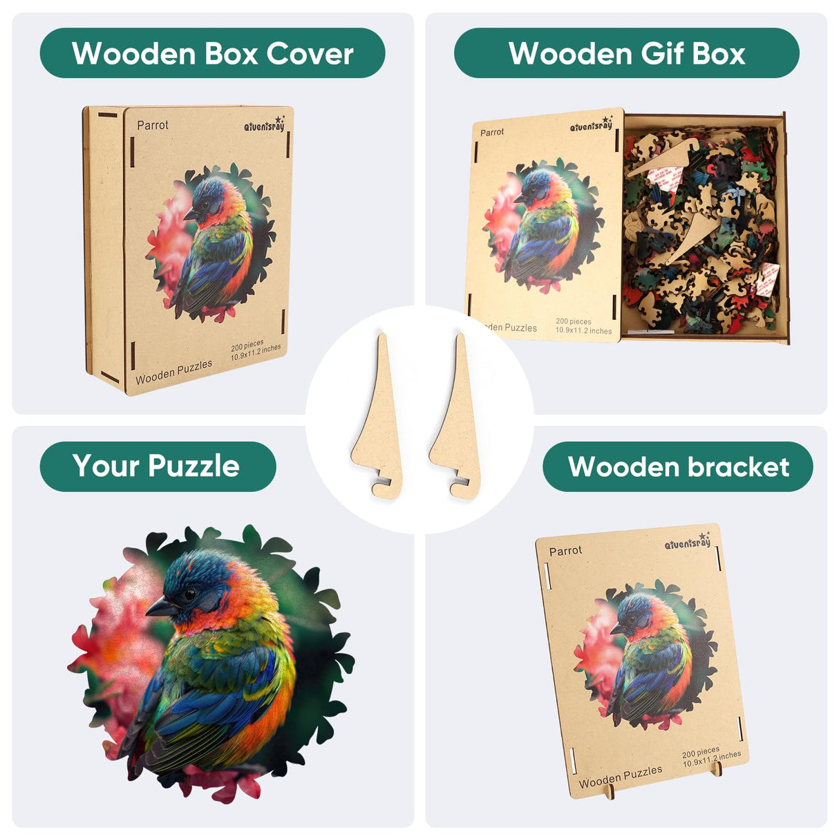 Wooden Puzzles for Adults, Finch Bird Wooden Jigsaw Puzzles 200pcs, Medium, Unique Shape Animal Adult Puzzles, Irregular Wood Puzzles Creative Gift for Adults and Kids Family Game(10.9 x 11.2 in) Qiuenisray