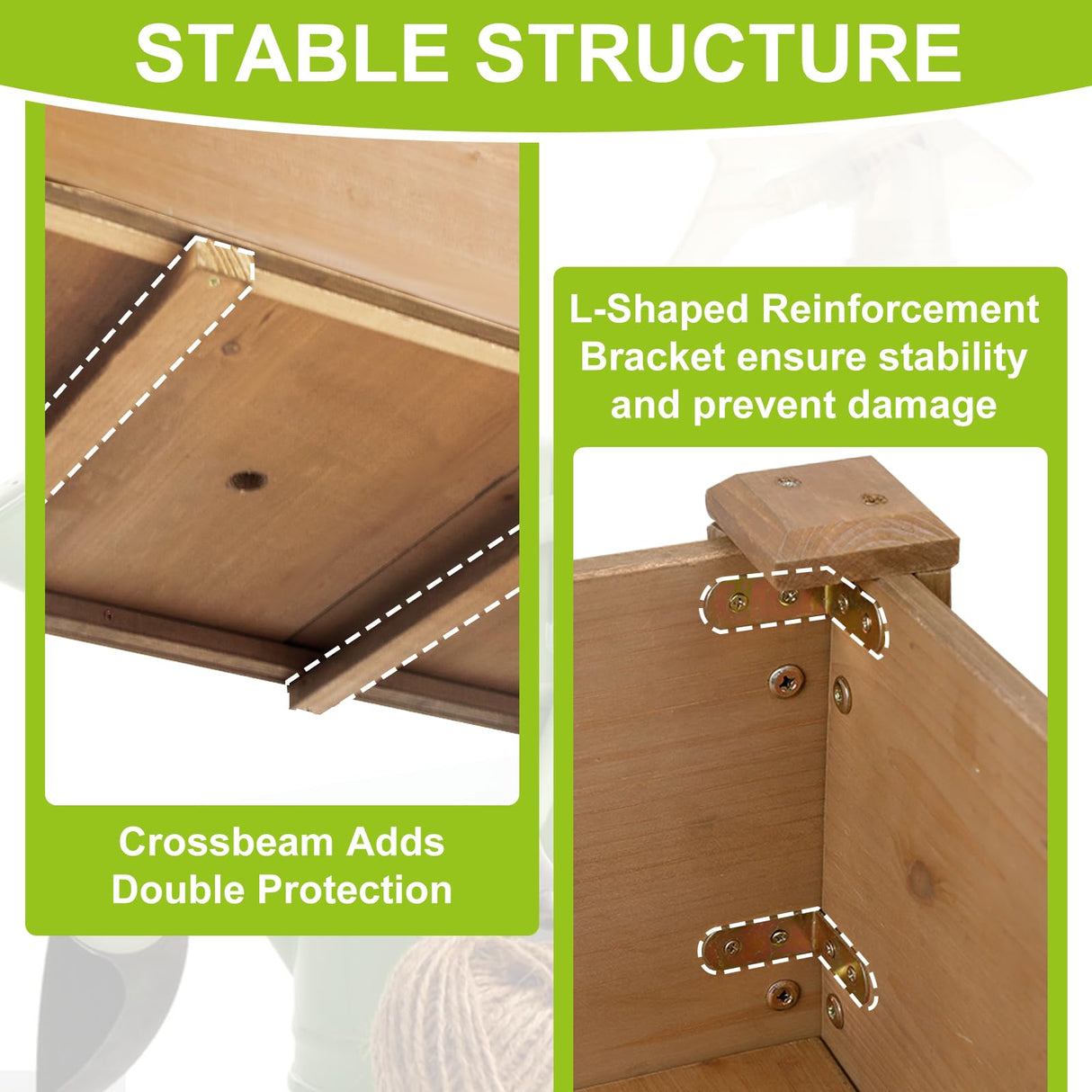 ketive Outdoor Wood Raised Garden Bed- Elevated Planter Box with Legs, Durable Fir Wood, Reinforced Frame with Drainage Holes, Liner for Vegetables, Herbs, Flowers, 47" x 23"x 30" ketive