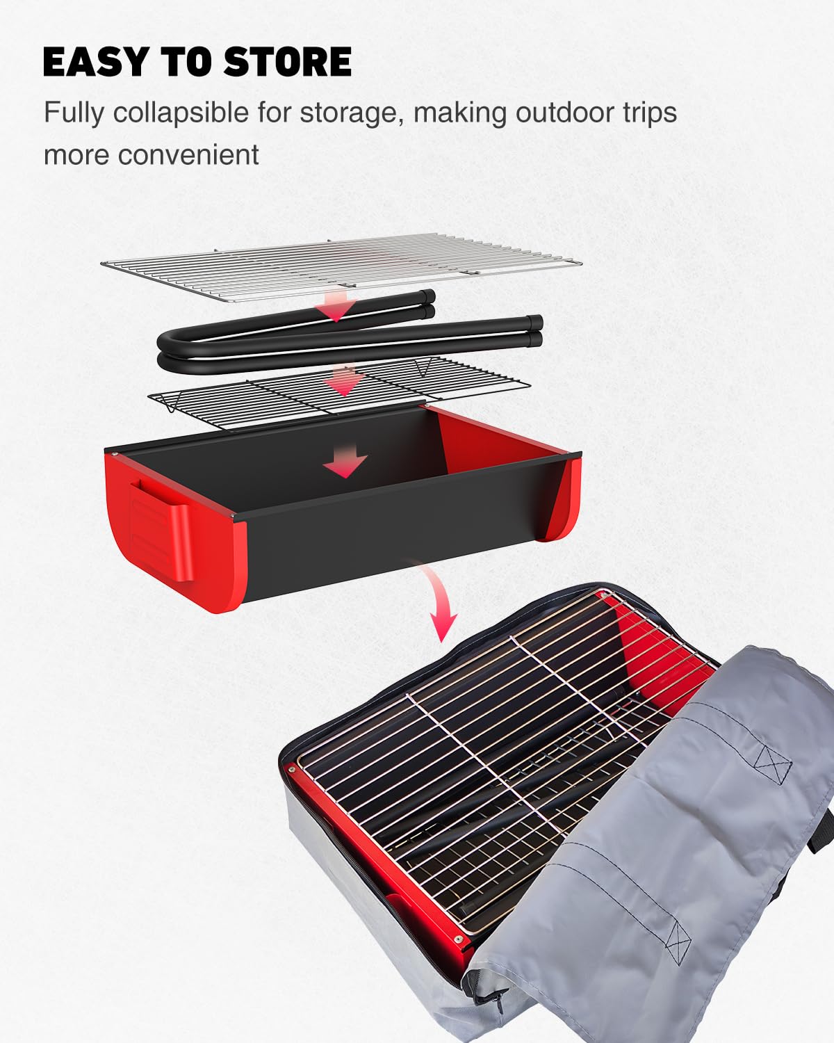 19 inch Charcoal Grill, Small Portable Barbecue Grill with Storage Travel Bag, Easy to Assemble BBQ Grill, 231 Square Inches Cooking Space, Perfect for Small Patio, Backyard, Picnics, Camping, Beach GRiliFE