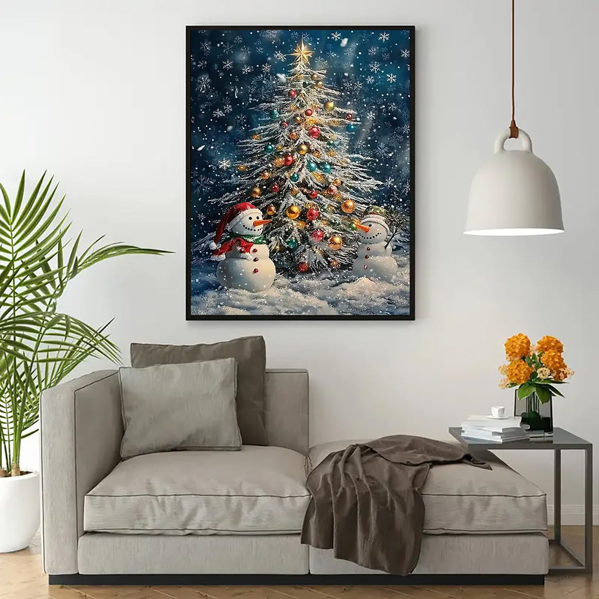 Christmas Tree Snowman Diamond Art Kits for Adults, 5D Diamond Painting Kits for Adults Beginners, DIY Full Round Drill Diamond Dot Painting Gem Art Kits for Adult, Home Wall Decor 11.8x15.7 Inch VCLKDIY