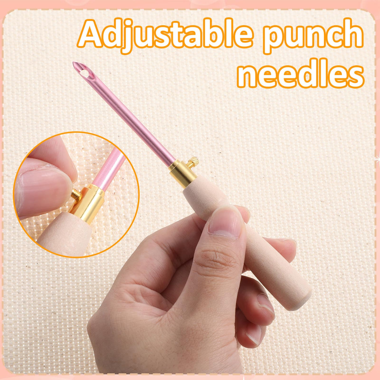 35Pcs Punch Needle Tool Embroidery Kit for Beginners - Adjustable Wooden Handle, Monks Cloth, Big Eye Needles for Adult Embroidery & Cross Stitching DIY Craft Decoration DIVINA VITAE