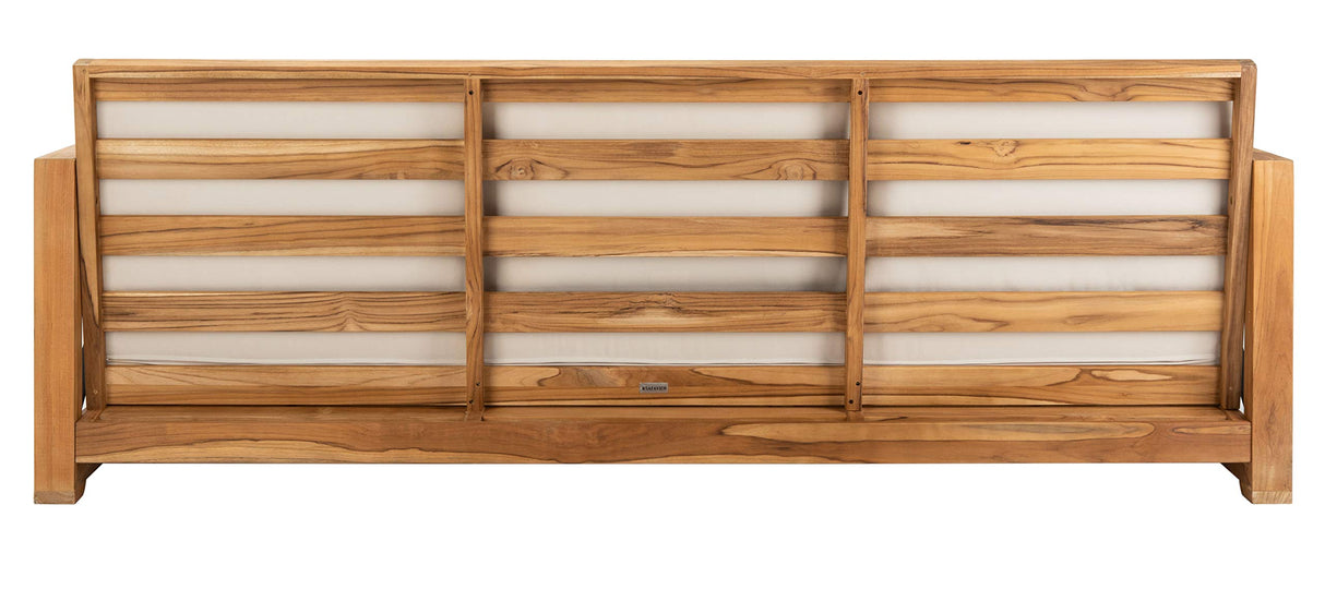 SAFAVIEH CPT1010A Couture Curacao Brazilian Teak Outdoor 3-Seat Patio Sofa, Natural/White SAFAVIEH