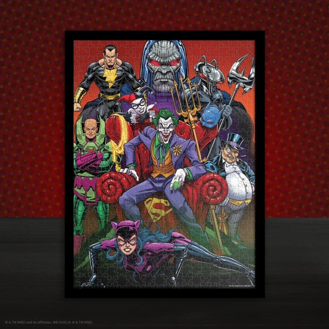 DC Villains Forever Evil 1000 Piece Jigsaw Puzzle | Celebrating WB 100 | Officially Licensed DC Comics Universe Merchandise | Collectible Puzzle Featuring Joker, Harley Quinn, Lux Luthor, and Others USAOPOLY