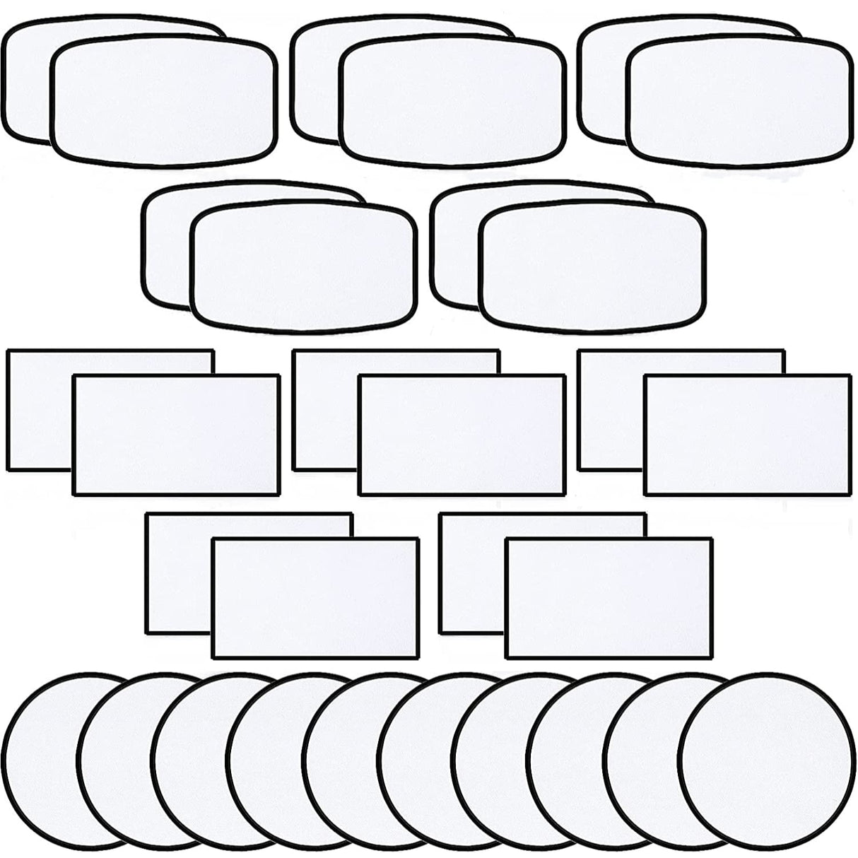 30 Pieces Blank Sublimation Patches 3 Shapes Fabric Iron-on Patch Repair Patches Decorative Patches for DIY Crafts, Hats Clothes Uniforms Shoes Bags Backpacks BOYIVI