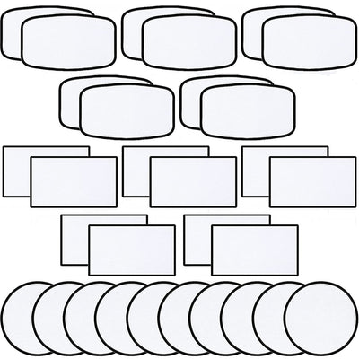 30 Pieces Blank Sublimation Patches 3 Shapes Fabric Iron-on Patch Repair Patches Decorative Patches for DIY Crafts, Hats Clothes Uniforms Shoes Bags Backpacks