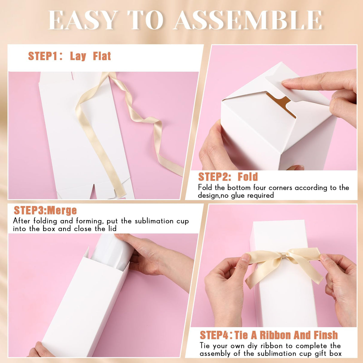 Qilery 12 Sets Gift Boxes with Ribbon for Sublimation Tumbler Gift Boxes for 12oz, 20oz, 30oz Glass Exhibition Boxes Tumbler Boxes for Shipping Cup Boxes Gift Packaging Box for Tumbler Cup (White) Qilery