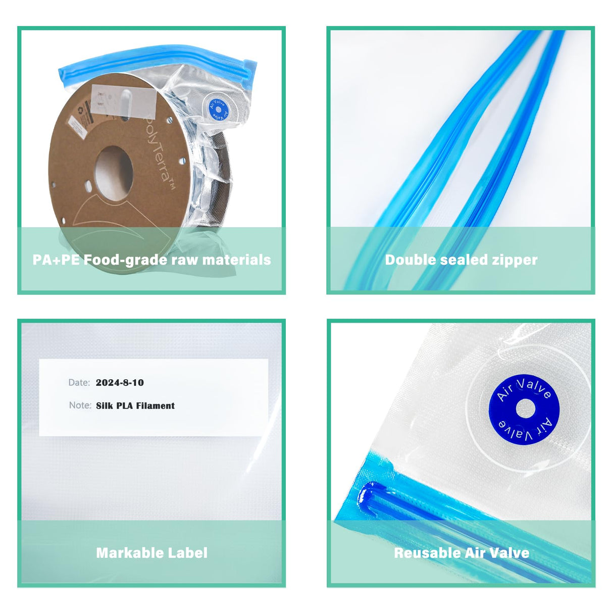 AJOYIB 3D Printer Filament Storage kit 20pcs Vacuum Storage Sealing Bags with Desiccants & Pump Moisture Proof Filament Dry 30 * 34cm AJOYIB