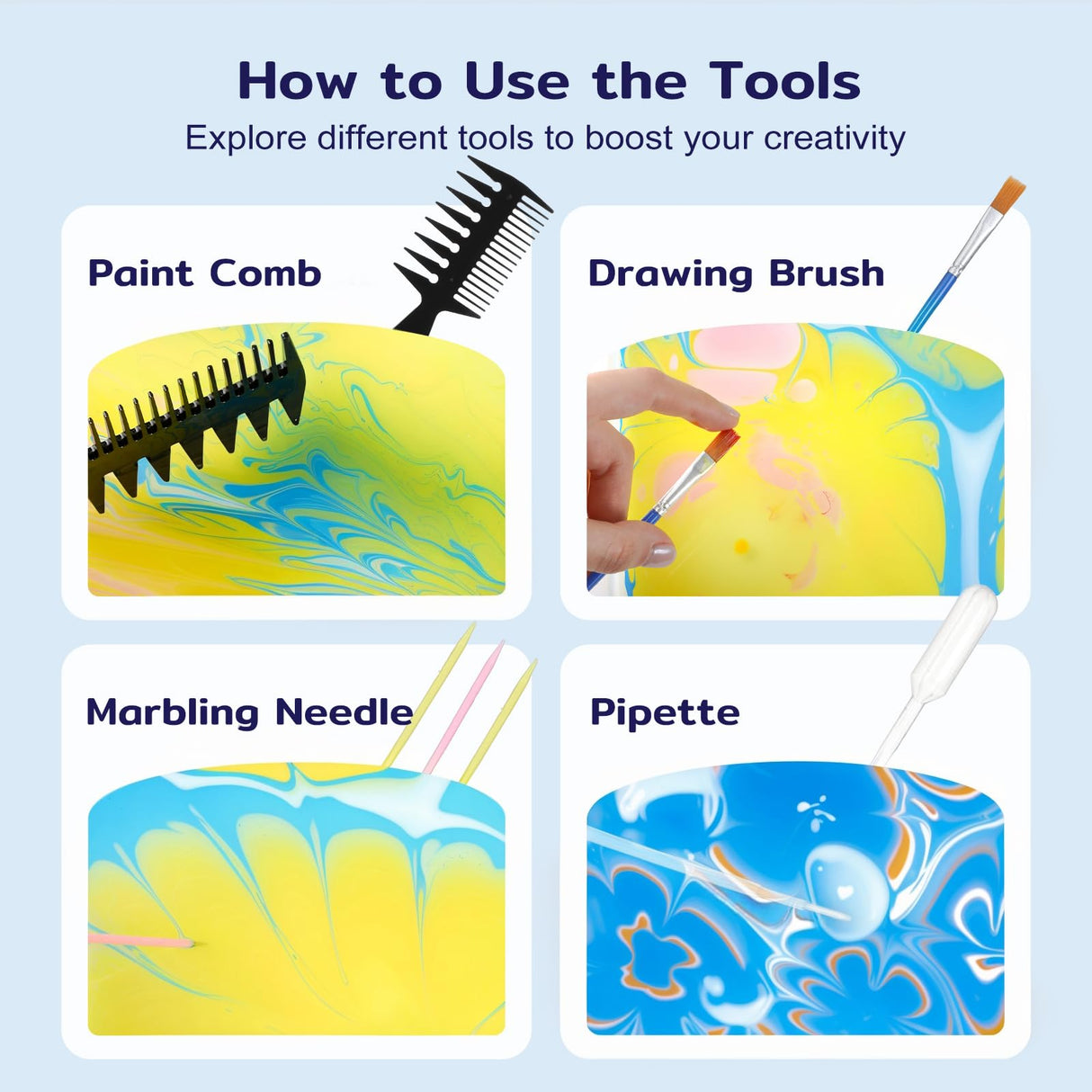 Marbling Paint Art Kit for Kids, Arts and Crafts Set for Girls & Boys Ages 8-12, Craft Kits with 16ml-12pcs & 25 Papers, Art Supplies, Birthday Gifts & Creative Toys for Kids Age 8 9 10 Year TMOL